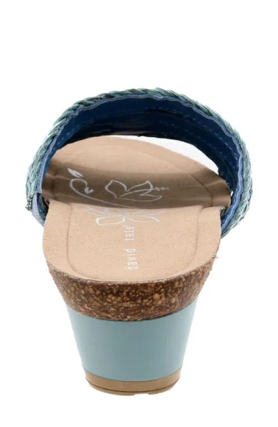 David Tate Fabiana Platform Wedge Slide Sandal In Denim