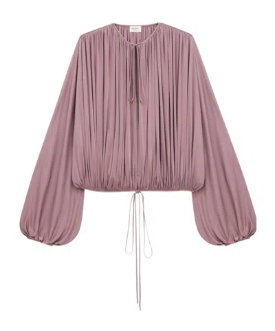 Saint Laurent Flared Oversize Knitwear Tie Detail In Pink