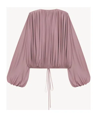 Saint Laurent Flared Oversize Knitwear Tie Detail In Pink