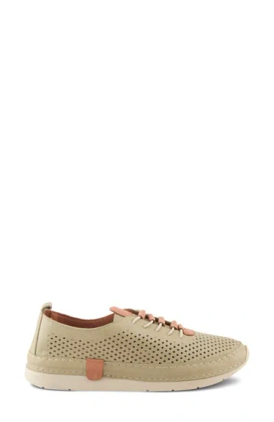 Spring Step Breen Perforated Sneaker In Olive Green