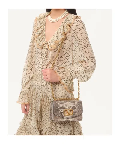 Valentino Lace-trimmed Ruffled Polka-dot Silk-chiffon Blouse In Neutrals