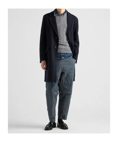 Prada Zip-trim Utility Trousers In Gray