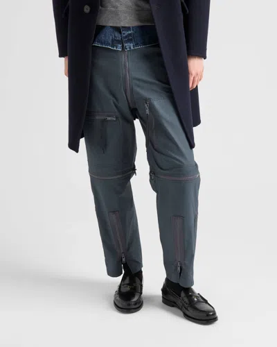 Prada Zip-trim Utility Trousers In Gray