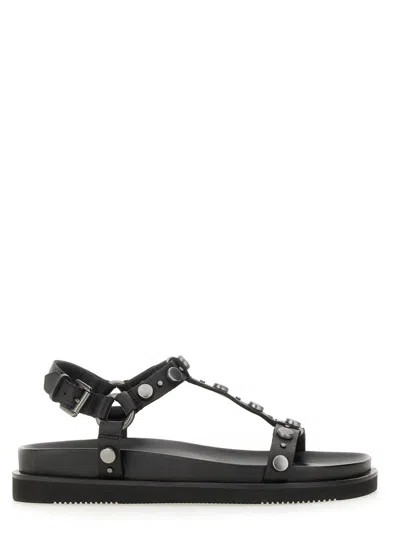 Ash Leather Sandal In Black
