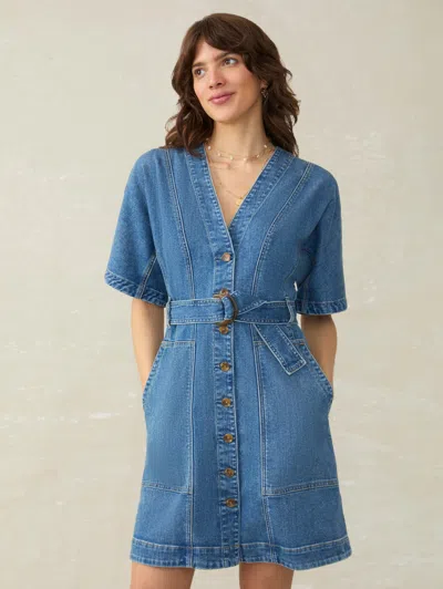 Faherty Denim Camille Mini Dress In Sedona Blue Wash