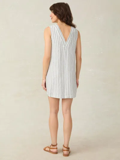 Faherty Azure Variegated Stripe Sleeveless Linen Minidress In Gray