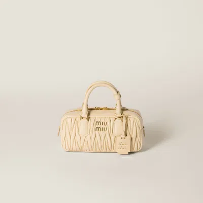 Miu Miu Cream Nappa Leather Arcadie Handbag In Soy Green