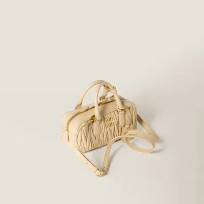 Miu Miu Cream Nappa Leather Arcadie Handbag In Soy Green