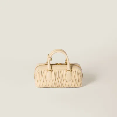Miu Miu Cream Nappa Leather Arcadie Handbag In Soy Green