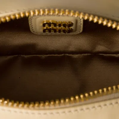 Miu Miu Cream Nappa Leather Arcadie Handbag In Soy Green