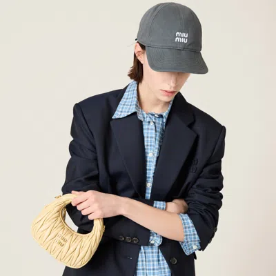 Miu Miu Wander Matelassé Nappa Leather Hobo Mini-bag In Soy Green