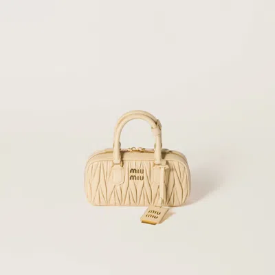 Miu Miu Cream Nappa Leather Arcadie Handbag In Soy Green