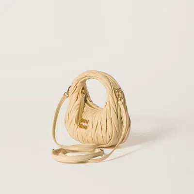 Miu Miu Wander Matelassé Nappa Leather Hobo Mini-bag In Soy Green