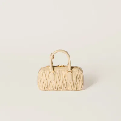 Miu Miu Cream Nappa Leather Arcadie Handbag In Soy Green
