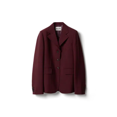 Miu Miu Single-breasted Kid Mohair Jacket In Amaranth Red/maize Yellow