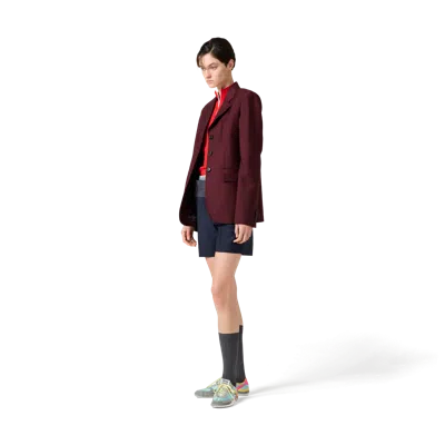 Miu Miu Single-breasted Kid Mohair Jacket In Amaranth Red/maize Yellow