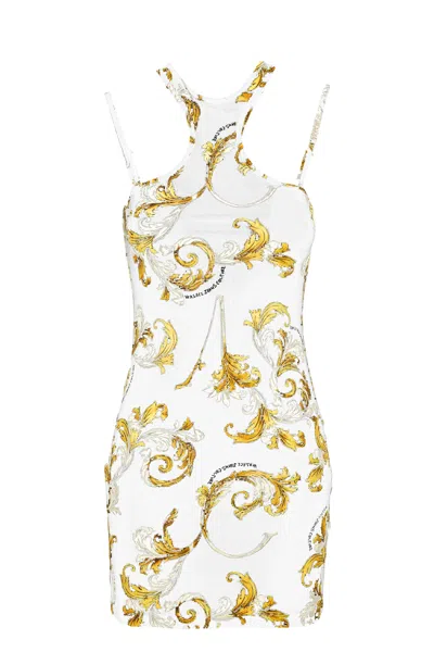 Versace Jeans Couture White Barocco Minidress In White