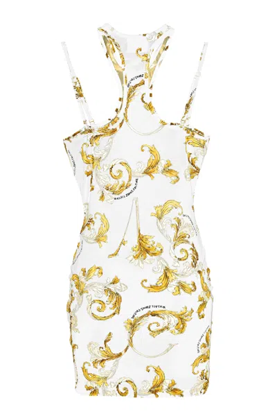 Versace Jeans Couture White Barocco Minidress In White