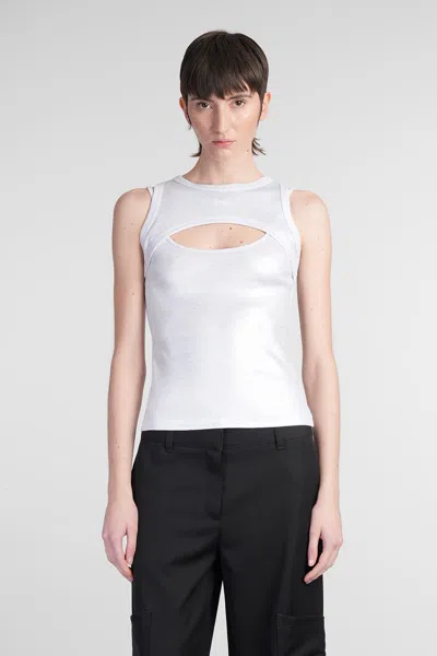 Off-white Layered Cut-out Tank Top In Silver