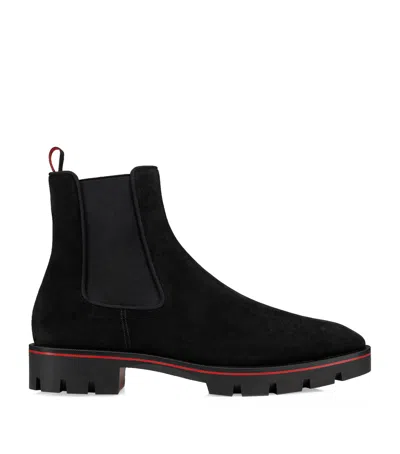 Christian Louboutin Alpino Waxed-suede Chelsea Boots In Red
