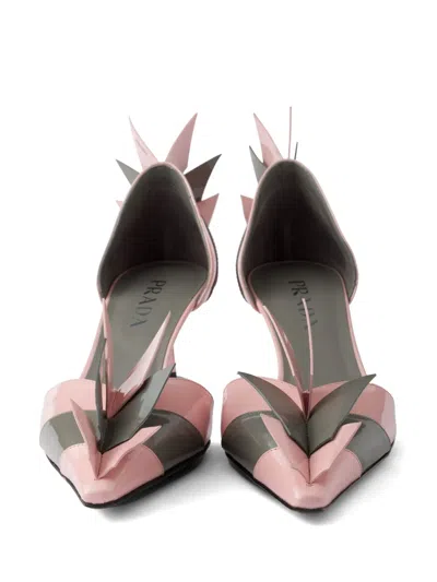 Prada Patent Leather Pumps In Orchid/steel In Pink