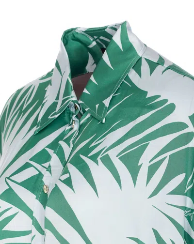 Liu •jo Liu Jo Relaxed-fit Multicolor Shirt With Tropical Palm Print In Green