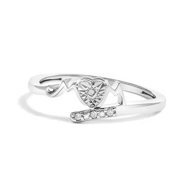 Haus Of Brilliance .925 Sterling Silver Diamond Accent "mom" Heart Ring In White