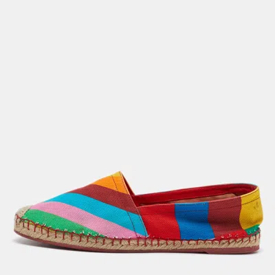 Pre-owned Valentino Garavani Multicolor Chevron Print Canvas Espadrille Loafers Size 39