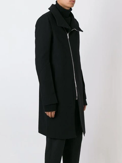 Rick Owens Off-center Zip Fastening Coat In Black | ModeSens