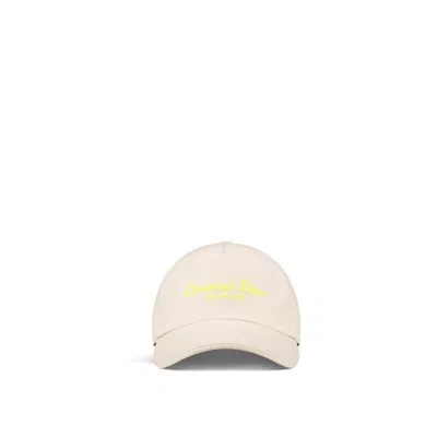 Dior Cotton Blend Logo Hat With Rigid Visor In Beige