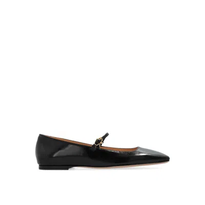 Gianvito Rossi Elegant Calf Leather Ballerina Flats With Chic Strap Detail In Black