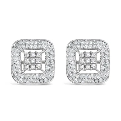 Haus Of Brilliance 10k White Gold 1.00 Cttw Diamond Composite And Halo Stud Earrings In White