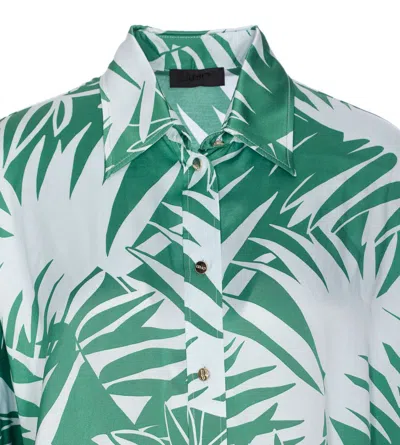 Liu •jo Liu Jo Relaxed-fit Multicolor Shirt With Tropical Palm Print In Green