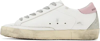 Golden Goose Super-star Leather Upper And Star Suede Toe And Spur Laminated Heel Metal Lettering In Whte