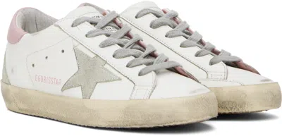 Golden Goose Super-star Leather Upper And Star Suede Toe And Spur Laminated Heel Metal Lettering In Whte