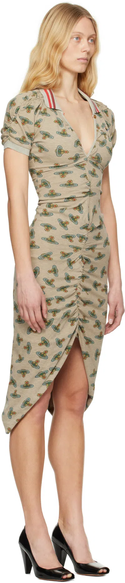 Vivienne Westwood Beige Pulling Midi Dress In Sand Overdyed