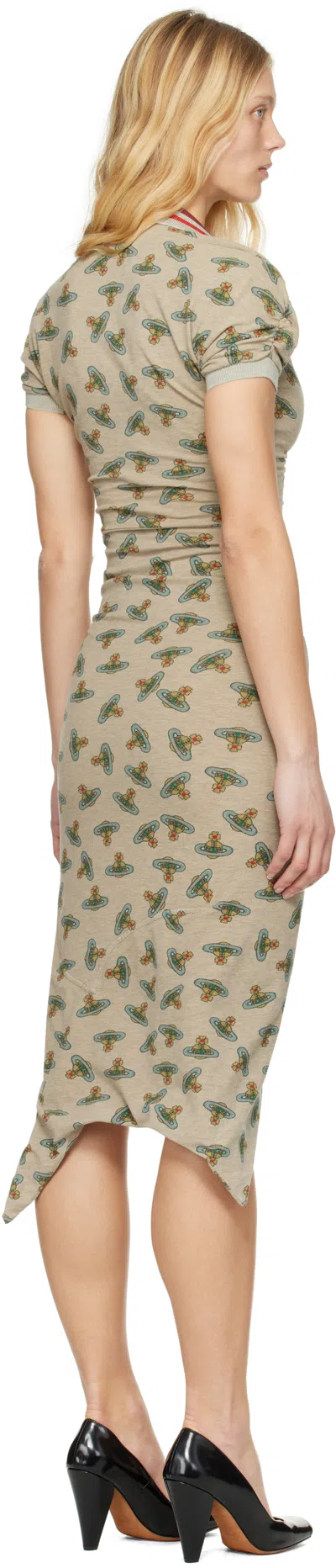 Vivienne Westwood Beige Pulling Midi Dress In Sand Overdyed