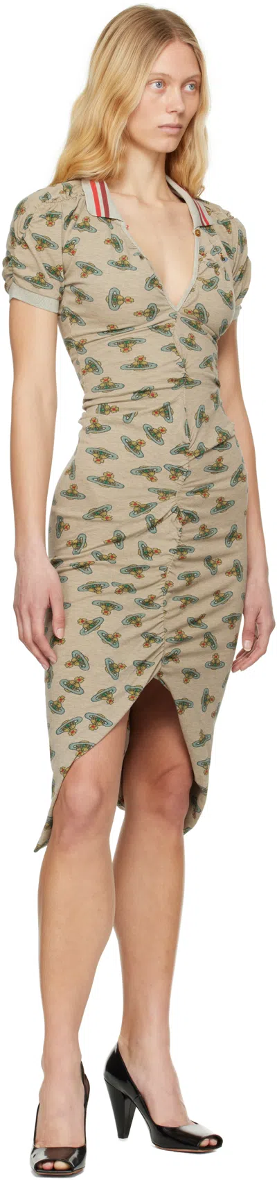 Vivienne Westwood Beige Pulling Midi Dress In Sand Overdyed