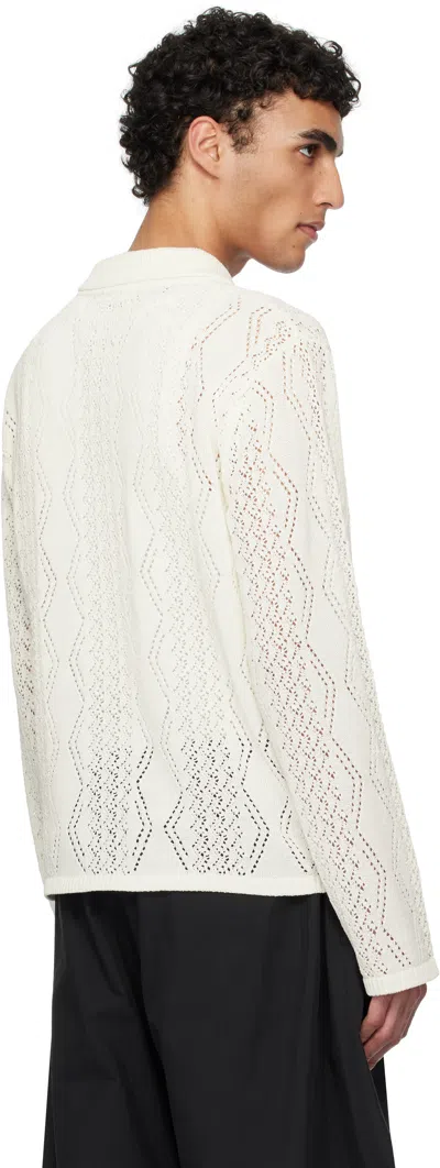 Amomento White Crochet Zip-up Cardigan In White