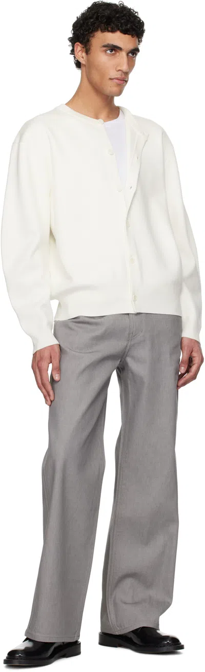 Amomento White Semi Oversized Cardigan In White