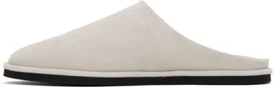 Auralee Off-white Leather Mules In Gray