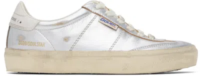 Golden Goose Soulstar Metallic Low Top Sneakers With Logo Patch On The Tongue And Logo Lettering On Side And Heel In Metallic