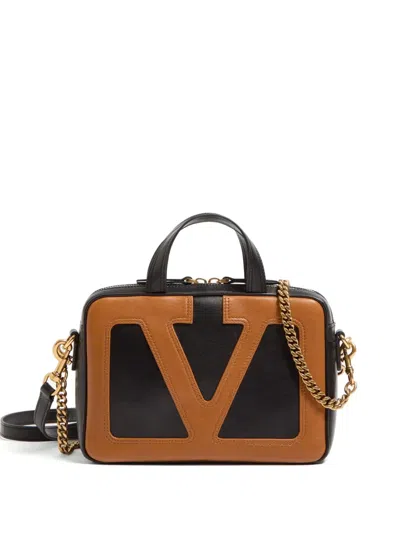 Valentino Viva Superstar Small Vlogo Leather Duffle Top-handle Bag In Black