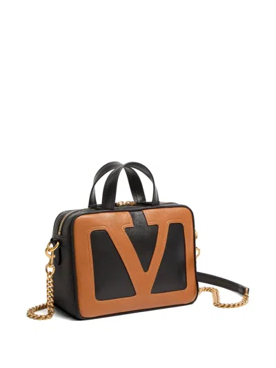 Valentino Viva Superstar Small Vlogo Leather Duffle Top-handle Bag In Black