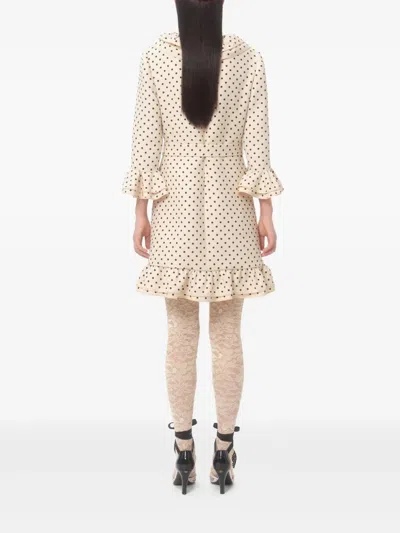 Valentino Virgin Wool-silk Polka-dot Mini Dress In Neutral