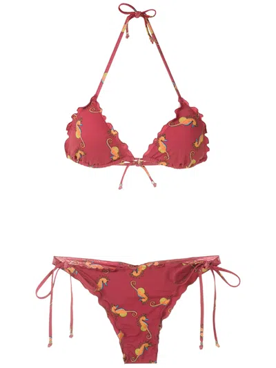 Amir Slama Triangle Bikini Set In Red