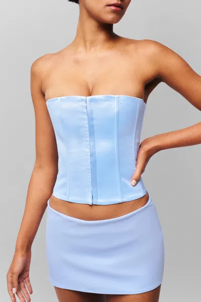 Danielle Guizio Ny Satin Corset In Light Blue