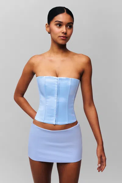 Danielle Guizio Ny Satin Corset In Light Blue