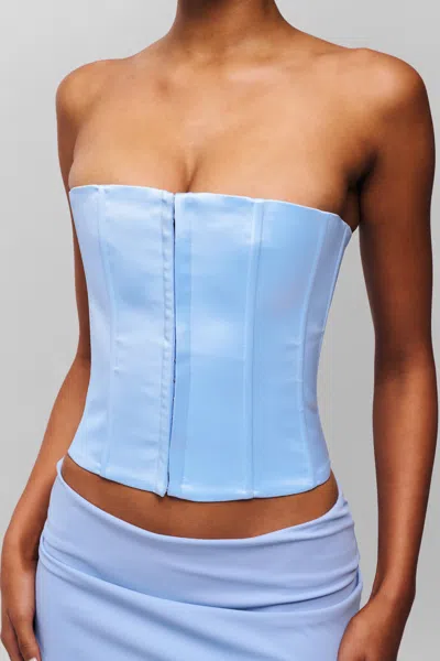 Danielle Guizio Ny Satin Corset In Light Blue