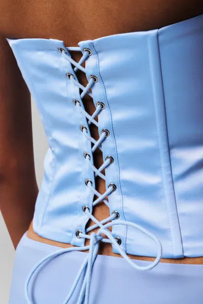 Danielle Guizio Ny Satin Corset In Light Blue